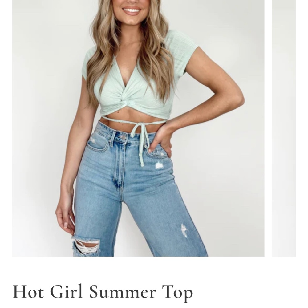 “Hot Girl Summer” mint crop top Lane 201